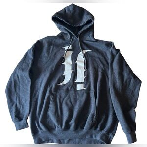 Charcoal Gray Hoodie with White Logo Iron and Ink Tattoo co.